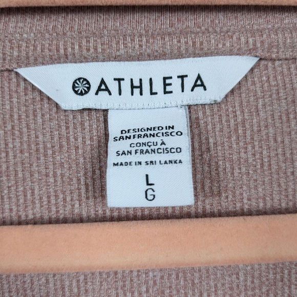 Athleta Uptemp Ribbed Henely Top Long Sleeve Shirt Women's Large Rose - Picture 3 of 7
